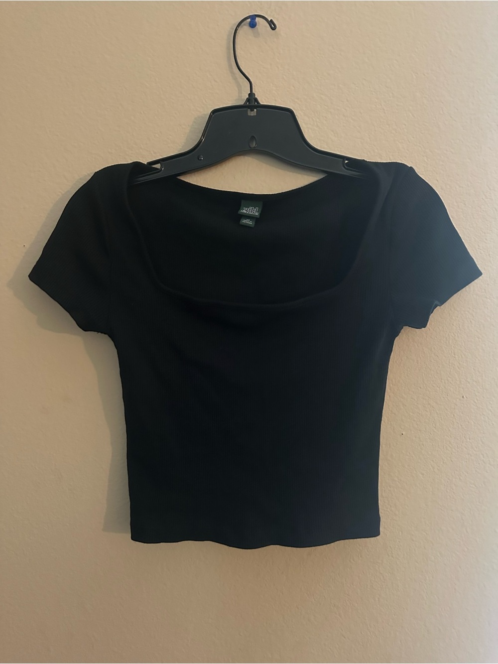 wild fable Black Ribbed Scoop Crop Top